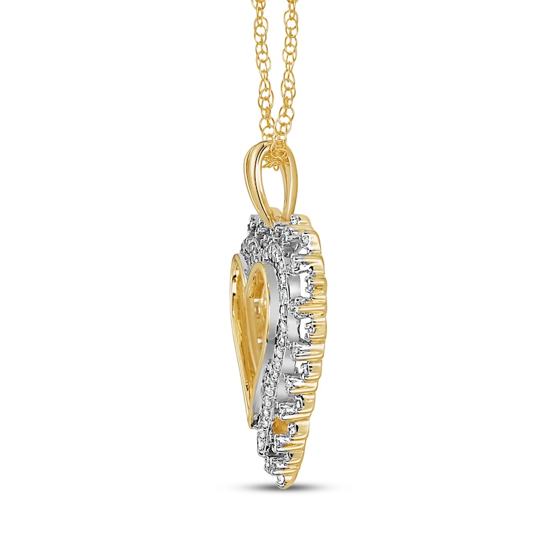 Main Image 3 of Diamond Heart Outline Necklace 1/4 ct tw 10K Yellow Gold 18"