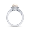 Thumbnail Image 3 of Cultured Pearl & White Lab-Created Sapphire Halo Ring Sterling Silver