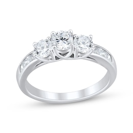 Adore Round-Cut Diamond Three-Stone Engagement Ring 1-1/2 ct tw 14K White Gold
