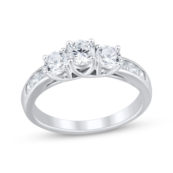 Adore Round-Cut Diamond Three-Stone Engagement Ring 1-1/2 ct tw 14K White Gold