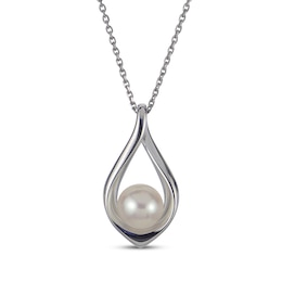 Cultured Pearl Teardrop Necklace Sterling Silver 18"