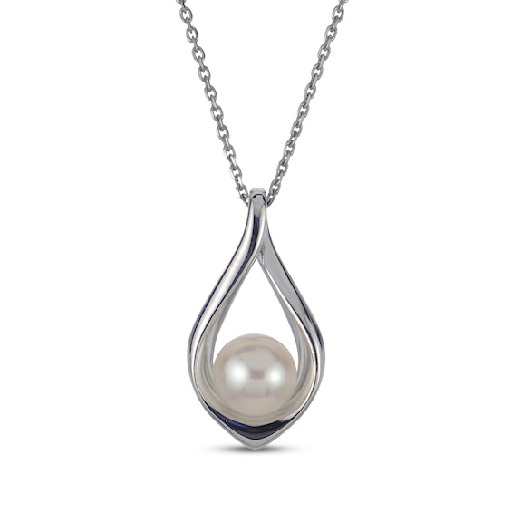 Cultured Pearl Teardrop Necklace Sterling Silver 18"