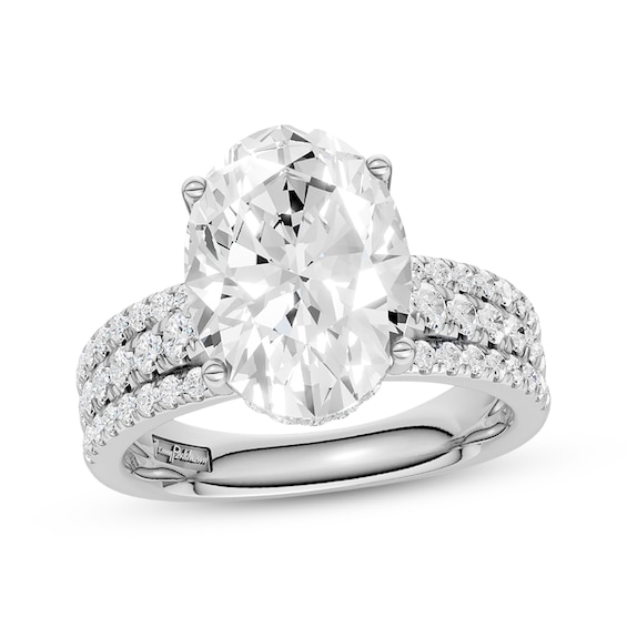 Adore Lab-Grown Diamonds Certified Oval-Cut Hidden Halo Multi-Row Engagement Ring 4-3/4 ct tw 14K White Gold