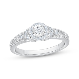 KAY Lab-Grown Diamonds Halo Promise Ring 1/5 ct tw Sterling Silver