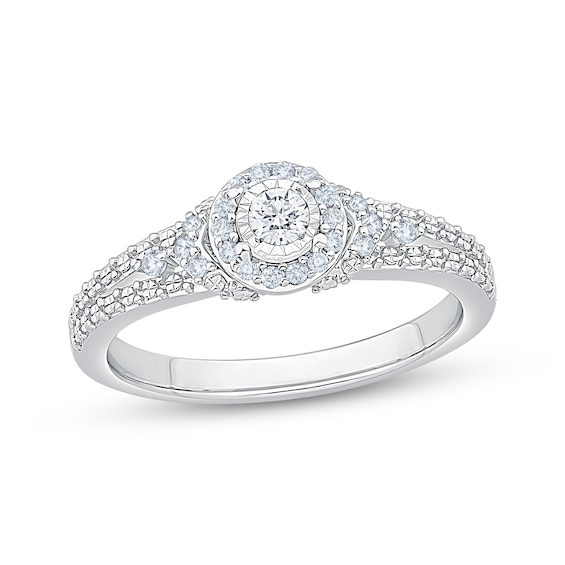 KAY Lab-Grown Diamonds Halo Promise Ring 1/5 ct tw Sterling Silver