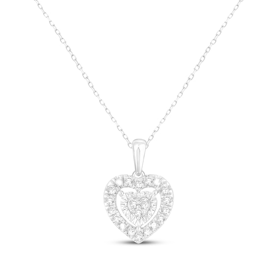 Diamond Hearts Necklace 1/4 ct tw Sterling Silver 18"