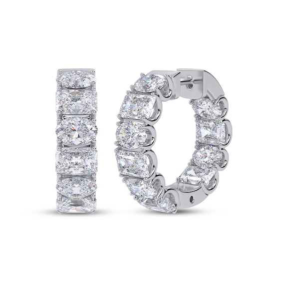 KAY Lab-Grown Diamonds Oval & Radiant-Cut Inside-Out Hoop Earrings 10 ct tw 14K White Gold