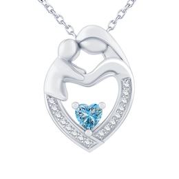 Mother & Child Heart-Shaped Birthstone Necklace