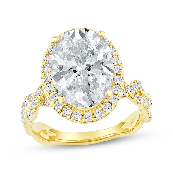 Adore Lab-Grown Diamonds Certified Oval-Cut Halo Engagement Ring 5-3/4 ct tw 14K Yellow Gold
