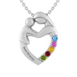 Family Color Stone Mother and Child Necklace