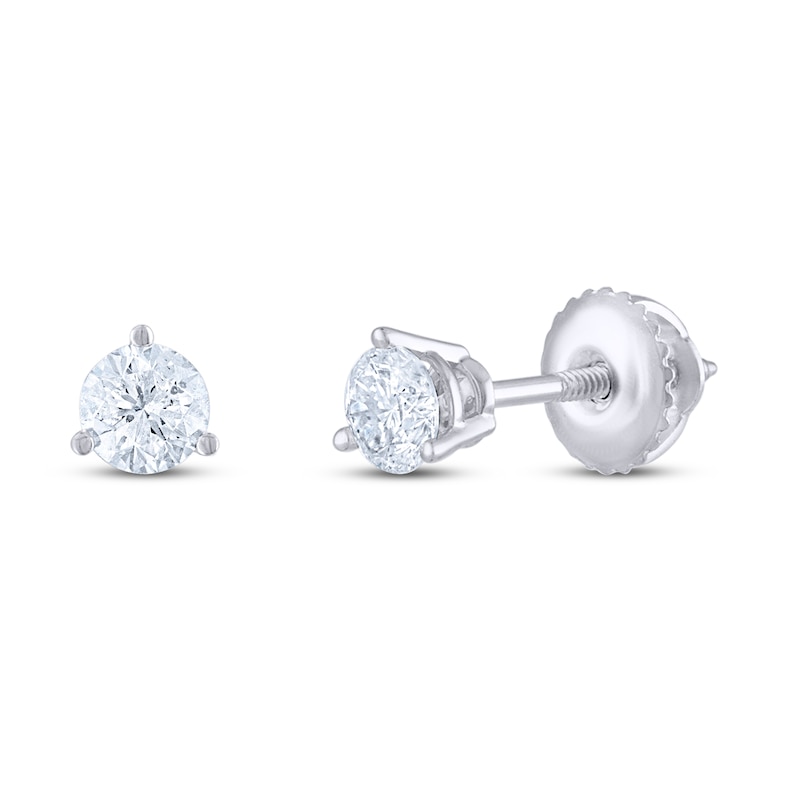 2CT White Round Cut Diamond Screw Back Heart Earrings In 14K White Gold Finish