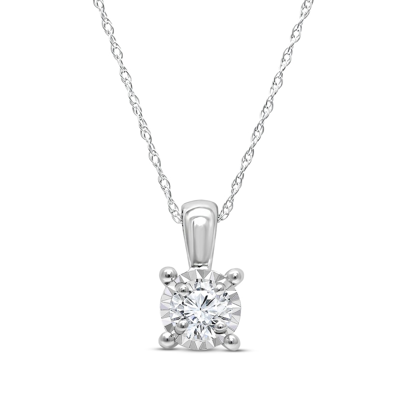 Diamond Letter V Necklace 1/10 ct tw Round-cut Sterling Silver 18