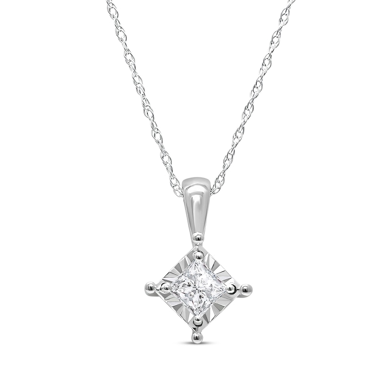 Main Image 1 of Radiant Reflections Diamond Necklace 1/10 ct tw Princess-Cut Sterling Silver 18" (J/I3)