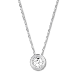 Diamond Solitaire Necklace 1/5 ct 10K White Gold 17&quot; (K/I2)