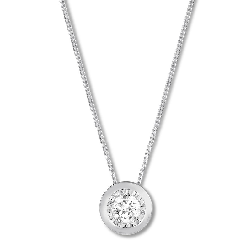 Main Image 1 of Diamond Solitaire Necklace 1/5 ct 10K White Gold 17" (K/I2)