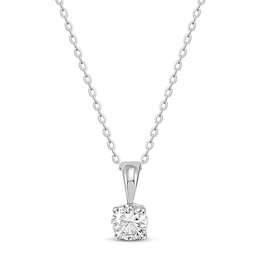 Solitaire Diamond Necklace 1/2 ct tw Round-cut 14K White Gold 18" (I/I2)