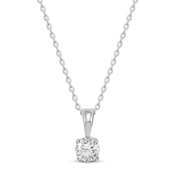 Solitaire Diamond Necklace 1 ct tw Round-cut 14K White Gold 18" (I/I2