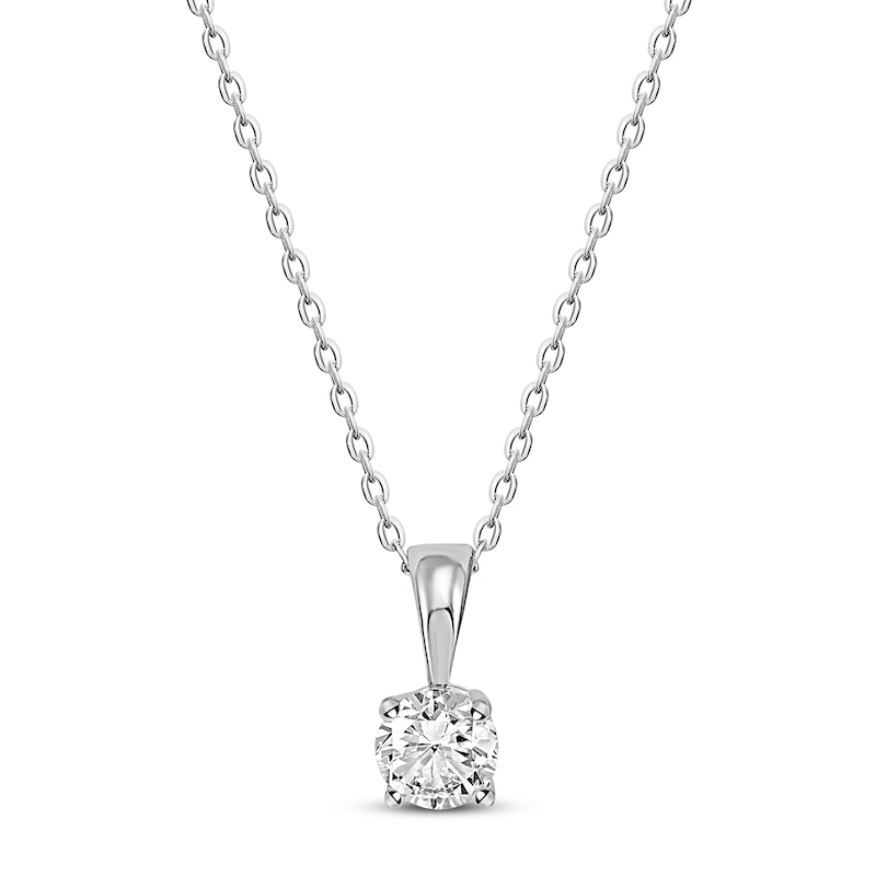 Main Image 1 of Solitaire Diamond Necklace 1/2 ct tw Round-cut 14K White Gold 18" (I/I2)