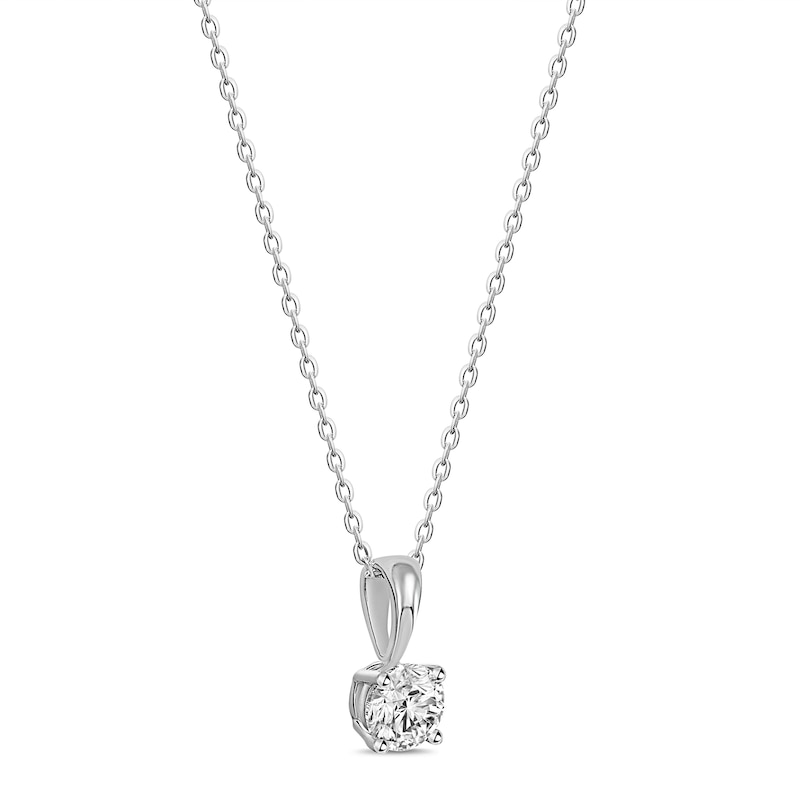 Main Image 2 of Solitaire Diamond Necklace 1/2 ct tw Round-cut 14K White Gold 18" (I/I2)