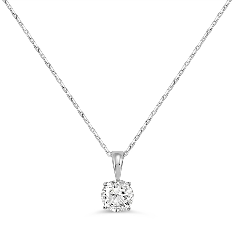 Main Image 1 of Solitaire Diamond Necklace 1 ct tw Round-cut 14K White Gold 18" (I/I2)