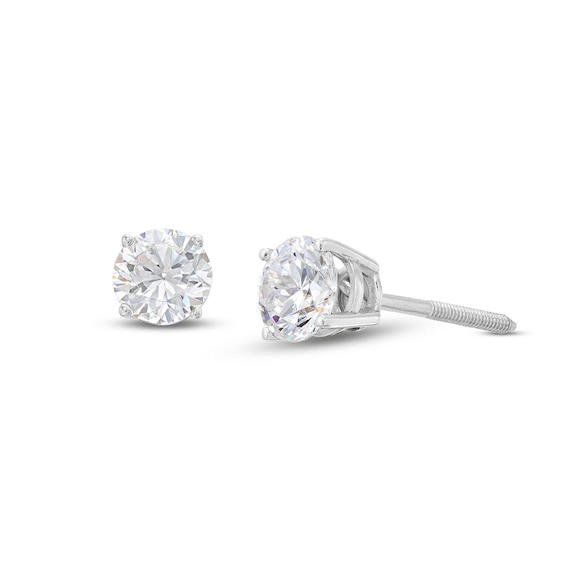 Certified Round-Cut Diamond Solitaire Stud Earrings 3/4 ct tw 14K White Gold (I/I1)