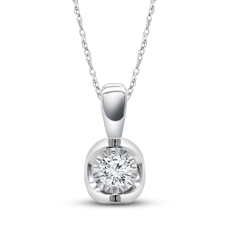 Main Image 1 of Diamond Solitaire Necklace 1/4 ct tw Round-cut 10K White Gold 18" (J/I3)
