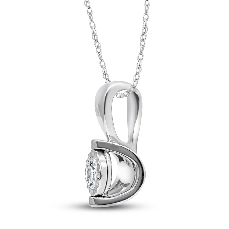 Main Image 2 of Diamond Solitaire Necklace 1/4 ct tw Round-cut 10K White Gold 18" (J/I3)