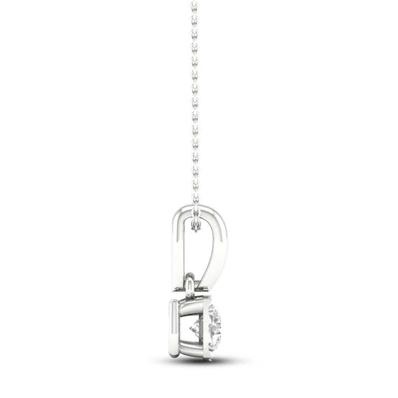 Diamond Solitaire Necklace 1/10 ct tw Round-cut 10K White Gold 18" (I/I3)