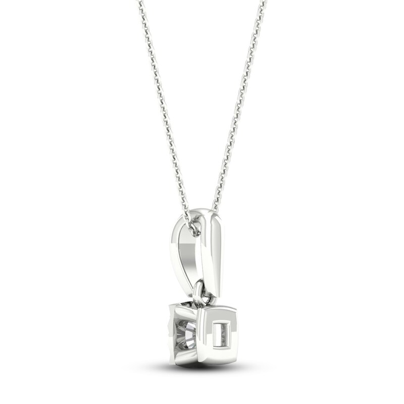 Diamond Solitaire Necklace 1/10 ct tw Round-cut 10K White Gold 18" (I/I3)