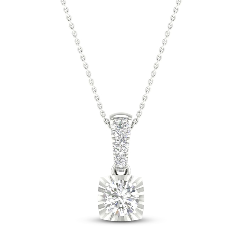 Diamond Solitaire Necklace 1/3 ct tw Round-cut 10K White Gold 18" (I/I3)