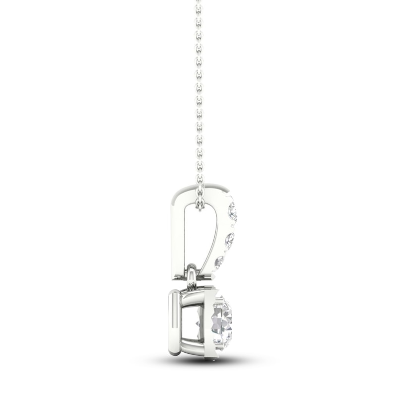 Main Image 3 of Diamond Solitaire Necklace 1/3 ct tw Round-cut 10K White Gold 18" (I/I3)