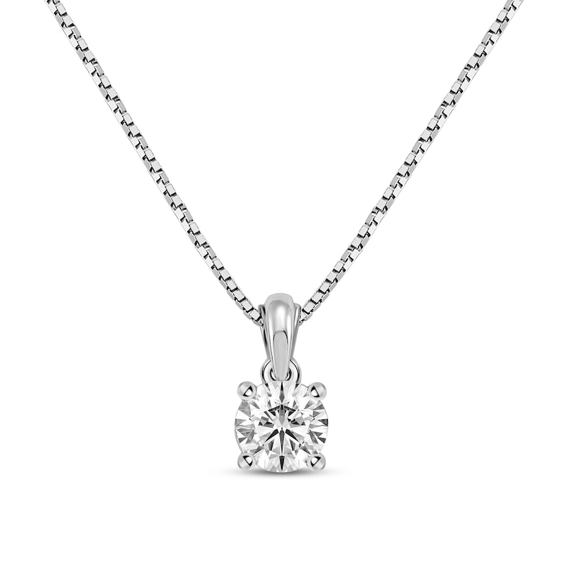 Main Image 1 of GSI Solitaire Diamond Necklace 1/3 ct tw Round-cut 14K White Gold 18" (I/I1)