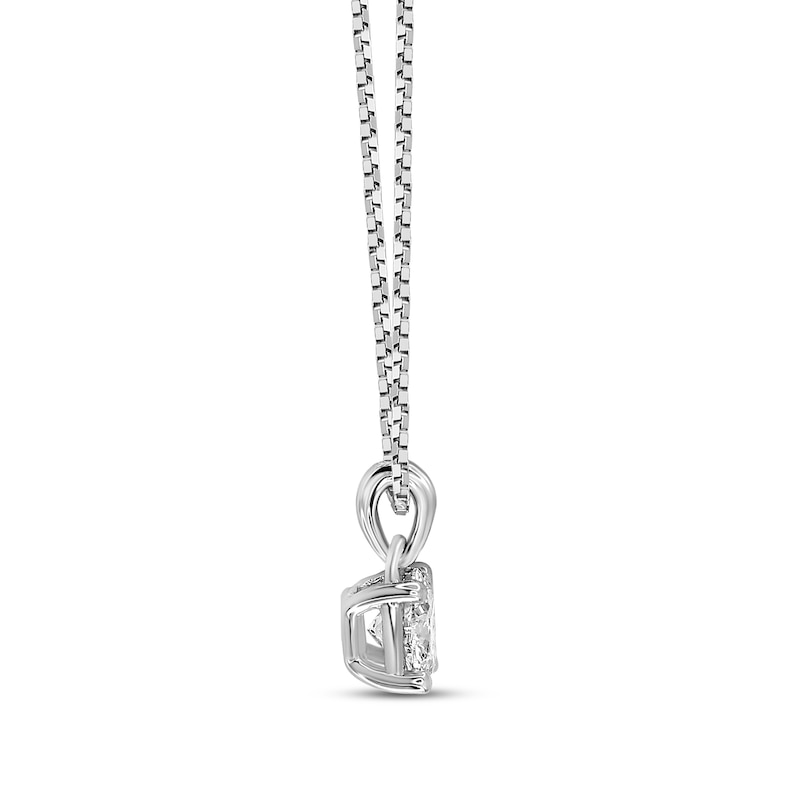 Main Image 2 of GSI Solitaire Diamond Necklace 1/3 ct tw Round-cut 14K White Gold 18" (I/I1)