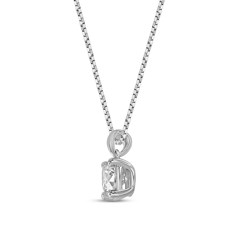 Main Image 3 of GSI Solitaire Diamond Necklace 1/3 ct tw Round-cut 14K White Gold 18" (I/I1)