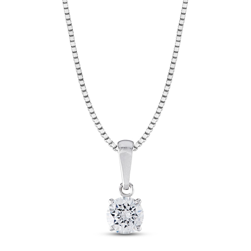 Main Image 1 of Diamond Solitaire Necklace 1/4 ct tw Round-cut 14K White Gold 18" (J/I2)
