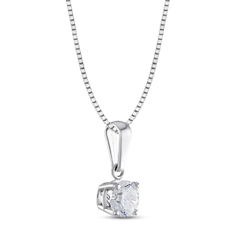 Main Image 2 of Diamond Solitaire Necklace 1/4 ct tw Round-cut 14K White Gold 18" (J/I2)