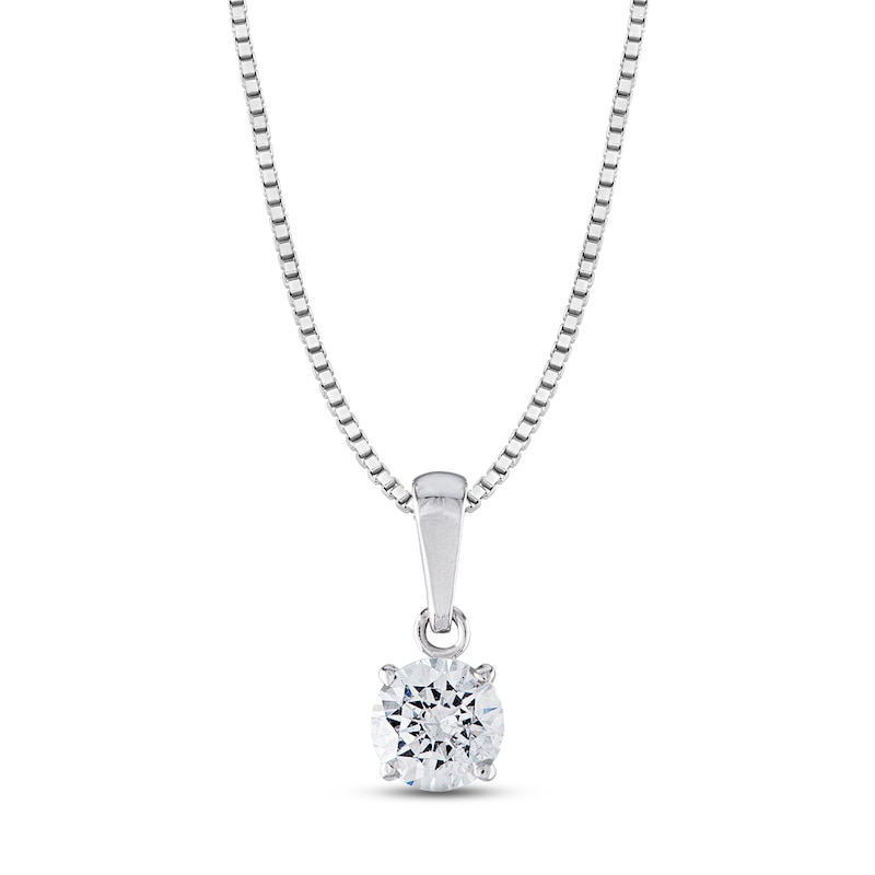 Main Image 1 of Diamond Solitaire Necklace 1/2 ct tw Round-cut 14K White Gold 18" (J/I2)