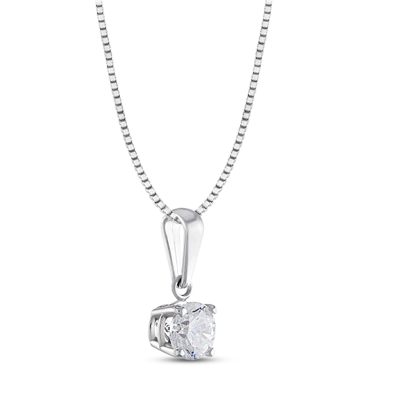 Main Image 2 of Diamond Solitaire Necklace 1/2 ct tw Round-cut 14K White Gold 18" (J/I2)