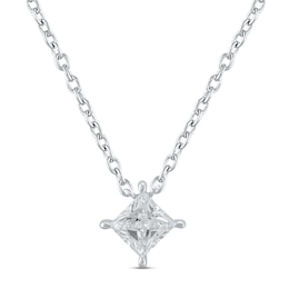 Lab-Created Diamonds by KAY Solitaire Diamond Necklace 1/2 ct tw Princess-cut 14K White Gold 19&quot; (F/VS2)