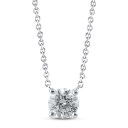 Lab-Created Diamonds by KAY Solitaire Diamond Necklace 1 ct tw Round-cut 14K White Gold 19&quot;