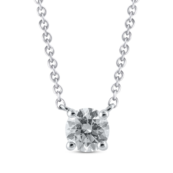 Lab-Created Diamonds by KAY Solitaire Diamond Necklace 1/2 ct tw Round-cut 14K White Gold 19"
