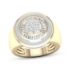 Thumbnail Image 0 of Men's Multi-Diamond Center Signet Ring 1 ct tw Round & Baguette-cut 10K Yellow Gold