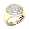 Thumbnail Image 1 of Men's Multi-Diamond Center Signet Ring 1 ct tw Round & Baguette-cut 10K Yellow Gold