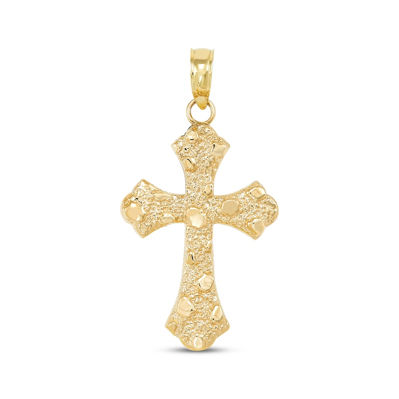 Main Image 1 of Men's Nugget Cross Charm 14K Yellow Gold