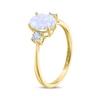 Thumbnail Image 2 of Oval-Cut Lab-Created Opal & Diamond Ring 10K Yellow Gold