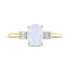 Thumbnail Image 3 of Oval-Cut Lab-Created Opal & Diamond Ring 10K Yellow Gold