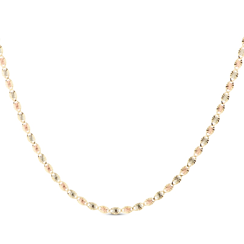 Main Image 1 of Diamond-Cut Valentino Chain Necklace 2.5mm Solid 14K Tri-Tone Gold 18”