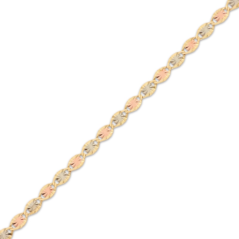 Main Image 2 of Diamond-Cut Valentino Chain Necklace 2.5mm Solid 14K Tri-Tone Gold 18”