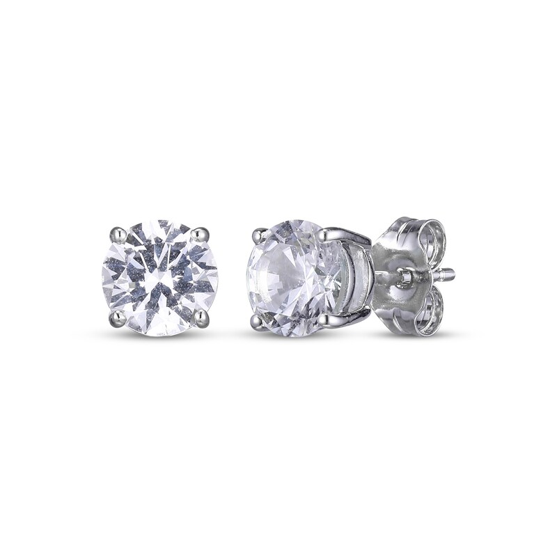 Round-Cut White Lab-Created Sapphire Stud Earrings Gift Set Sterling Silver