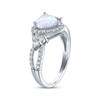 Thumbnail Image 1 of Heart-Shaped Lab-Created Opal & Round-Cut White Lab-Created Sapphire Ring Sterling Silver